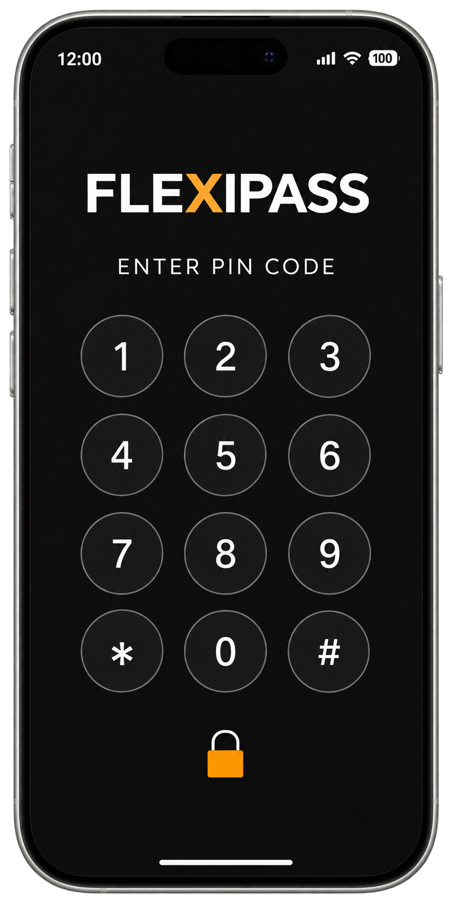 FLEXIPASS PIN Code keypad on a realistic phone